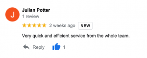 Very quick and efficient service from the whole team.