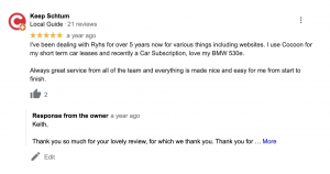 Keep Schtum Google Review