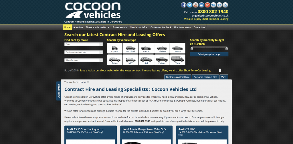 Cocoon Relaunches Contract Hire & Leasing Website Cocoon Relaunches Contract Hire & Leasing Website