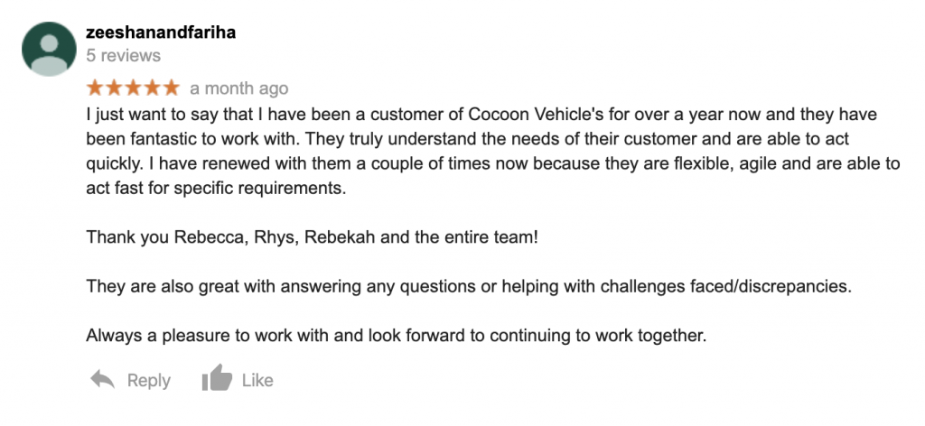 Zeeshan - Customer Review from Google